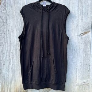 BDG black sleeveless hooded workout athletic muscle tee